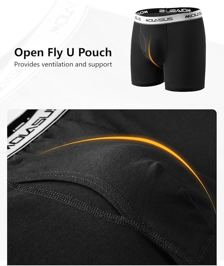 Molasus Boys Underwear Cotton Boxer Briefs With Fly for 6-20 Years Old Teen 5 Pack
