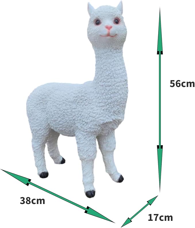 HOUDE Outdoor Alpaca Statues, Courtyard Garden Decoration, Modern Minimalist Style Animal Ornaments, Sun Resistant and Waterproof Balcony Lawn Decoration, Creative Gifts (White)