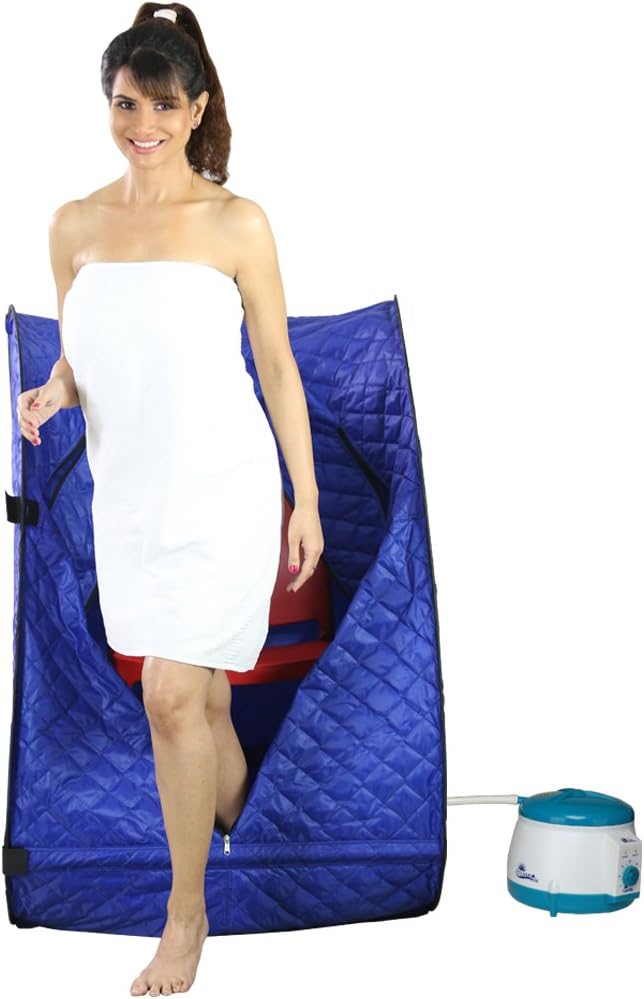 Kawachi Portable Steam Sauna Bath with 1.5L Steam Generator, 750W Power, Blue, Personal Home Spa for Full Body Detox Therapy and Relaxation