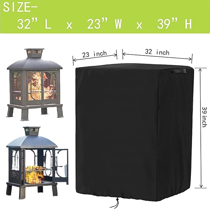 Fire Pit Cover Square for PAPABABE 45" Fire Pit Pagoda,Heavy Duty 420D Outdoor Fireplace Wood Fire Pit Cover