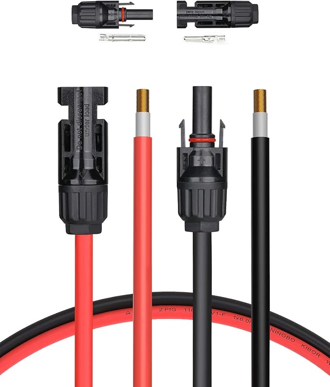 BougeRV 16.5 Feet 12AWG Solar Extension Cable with Female and Male Connector with Extra Pair of Connectors Solar Panel Adaptor Kit Tool (16.5FT Red + 16.5FT Black)