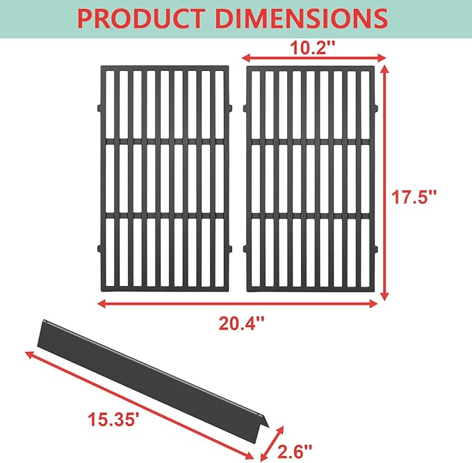 WEBROIL 7637 Grill Grates & 7635 Flavorizer Bars for Weber GS4 Spirit I/II 200 Series,for Spirit S210 E210 S215 E220 E215 S220 Grill with Front-Mounted Control, Replacement Parts for Weber 67045 67022