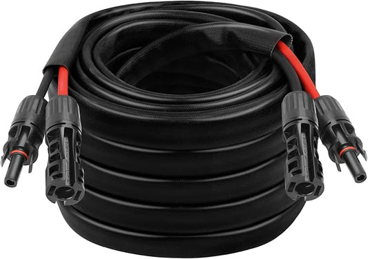 8AWG Solar Cable - 40FT Solar Panel Extension Cord 8 Gauge PV Wire with Flame Retardant Protective Sleeving Female & Male Waterproof Connector for RV, Photovoltaic Systems, Solar Panels (40 Feet)
