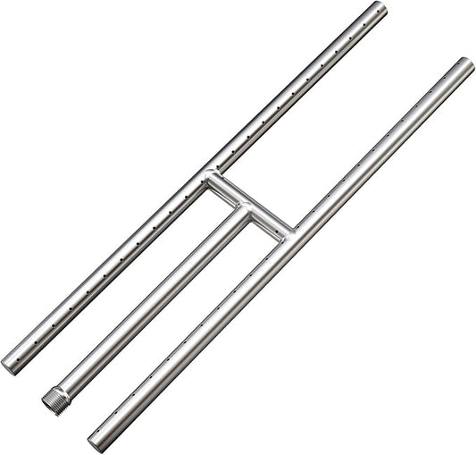 Onlyfire Stainless Steel Fireplace H-Burner for Natural Gas & Propane Fire Pit and Fireplace, 24 x 6 Inch Rectangular DIY Firepit H Burner for Indoor and Outdoor, BTU Max 125,000