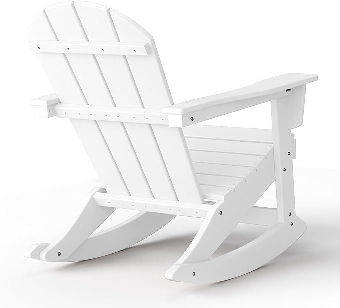 WestinTrends Malibu Outdoor/Patio Poly Adirondack Rocking Chair, White