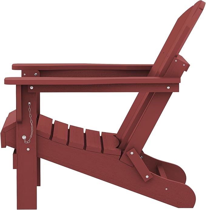 SERWALL Folding Adirondack Chair Set of 8 Weather Resistant for Patio -Red