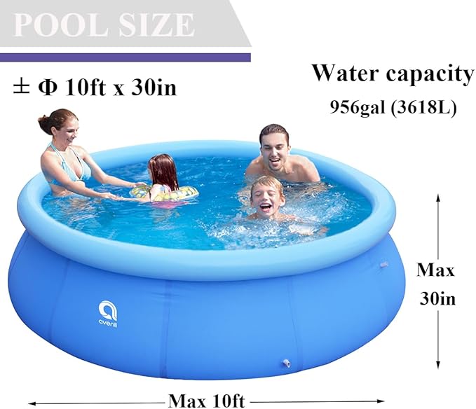 Inflatable Top Ring Swimming Pool, Blue (10ft x 30in)