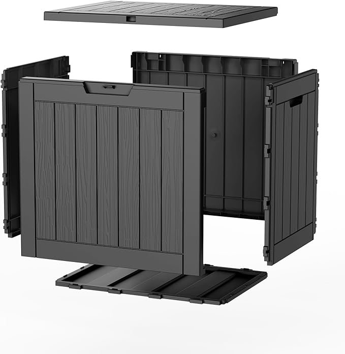 30 Gallon Outdoor Storage Box Waterproof,Outside Delivery Package Deck Box with Lockable Lid,Poolside Storage Bin for Garden Tools,Patio Cushion,Black