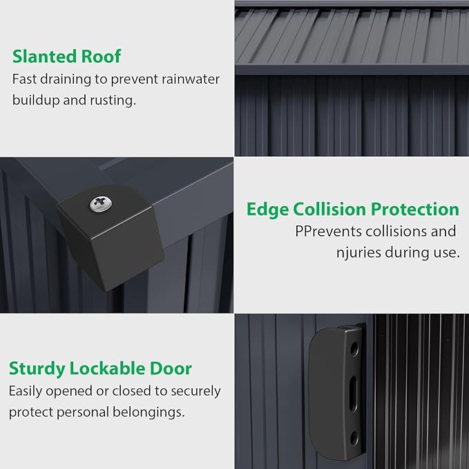 8X12 FT Metal Outdoor Storage Shed, Large Galvanized Steel Garden Tool Shed with Lockable Double Doors & Ventilation - Weatherproof Shelter for Bicycles, Lawn Mowers, Tools in Backyard