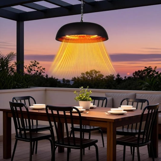 Infrared Electric Patio Heater, 1500W Outdoor Heaters for Patio with Overheat Protection,1500W Hanging Ceiling Mounted Infrared Patio Heater with IP55,Cord-Free Design (black)
