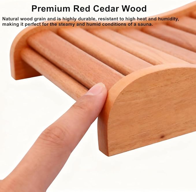 Red Cedar Sauna Headrest, Wood Head Pillow for Barrel and Infrared Saunas, Comfortable Ergonomic S-Shape Design Head Pillow for Head and Neck Support Home Wellness,15.7" L*13.38" W*3.8" H