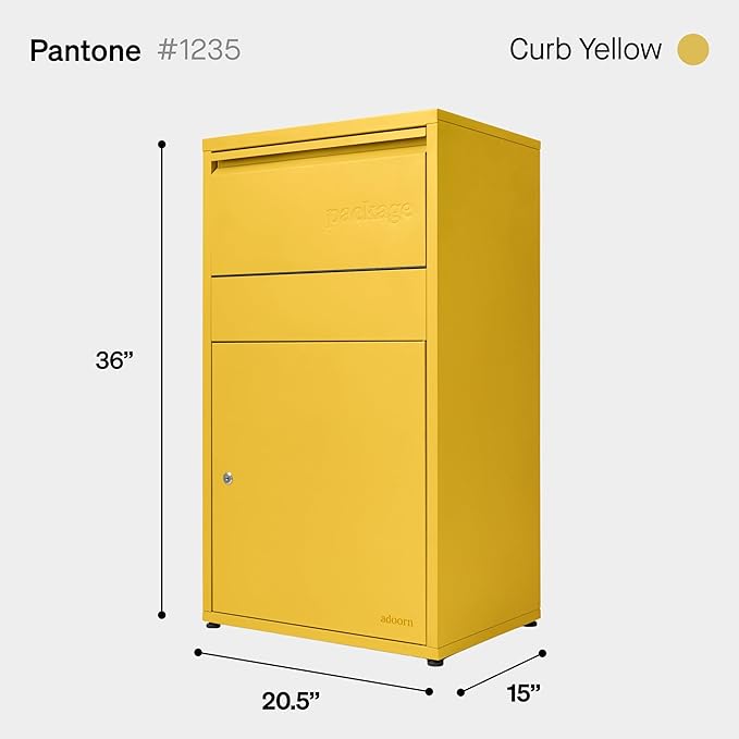 Adoorn Package Delivery Boxes for Outside, Large 36 x 20.5 x 15 (HxWxD) Security Package Box, Free Standing Anti-Theft Parcel Drop Box - Curb Yellow