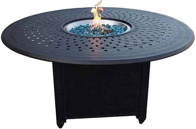 Darlee AC Series 60-Inch Round Propane Fire Pit Dining Table