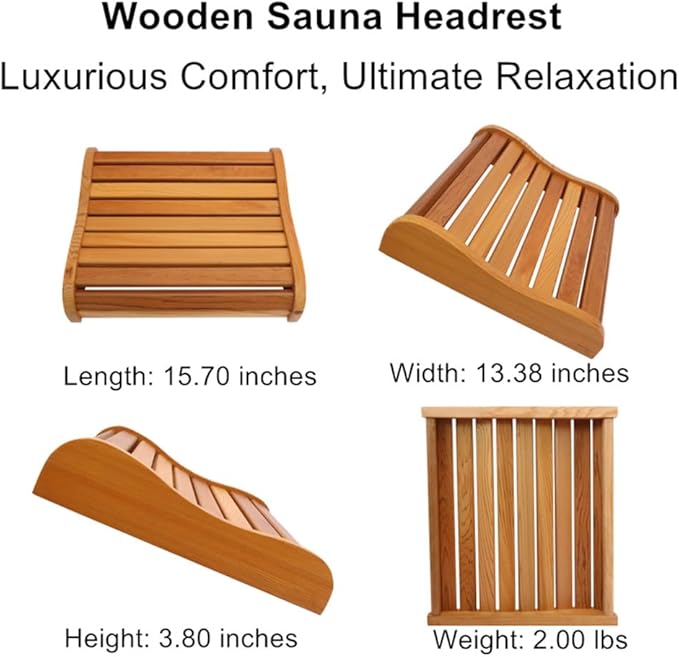 Red Cedar Sauna Headrest, Wood Head Pillow for Barrel and Infrared Saunas, Comfortable Ergonomic S-Shape Design Head Pillow for Head and Neck Support Home Wellness,15.7" L*13.38" W*3.8" H