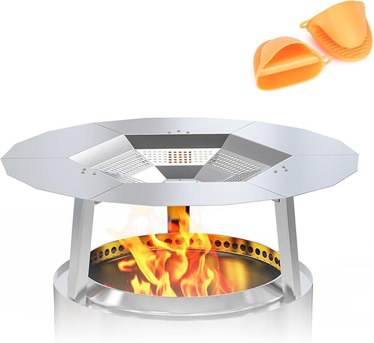 LS'BABQ One-Piece Heat Deflector for Solo Stove Ranger 15", Stainless Steel Heat Diffuser Accessories for Ranger Fire Pit with 3 Leg, for Most 15 inches Outdoor/Indoor Backyard Camping Fire Pit Stove