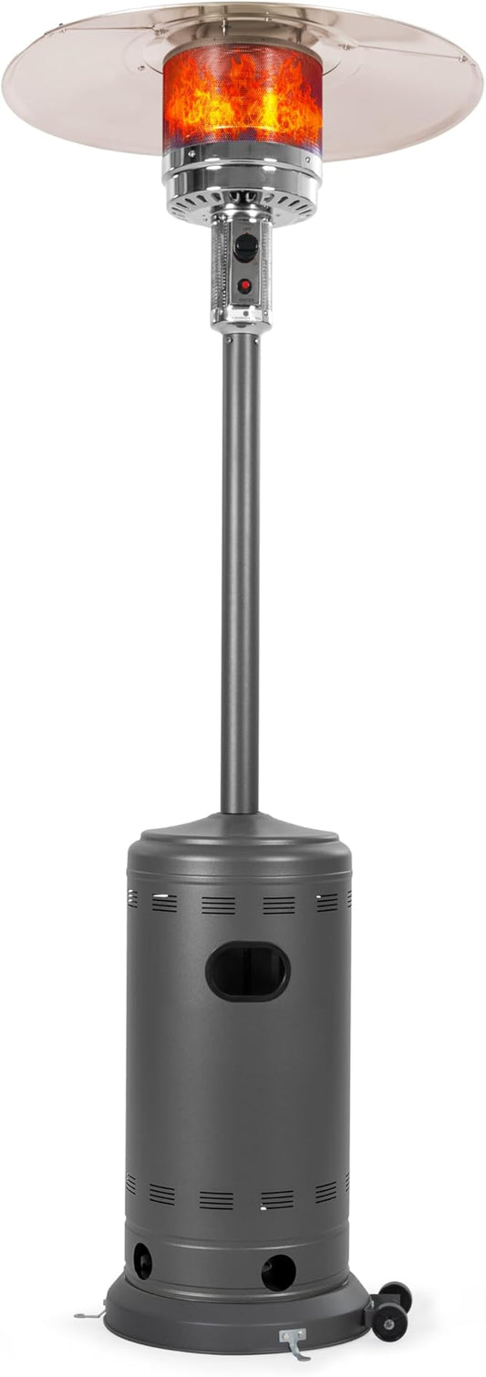 Nuu Garden Propane Outdoor Patio Heater with 304 Stainless Steel Burner and Aluminum Reflector, Powder-Coated Outdoor Heater with Wheels, Anti-Tilt Safety Shut-Off, ETL Certified, Sparkling Gray