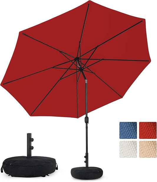 Sundale Outdoor Olefin 5-Year-Non-Fading Patio Umbrella with Sand Bag Umbrella Base, Outdoor Umbrella with Tilt and Crank