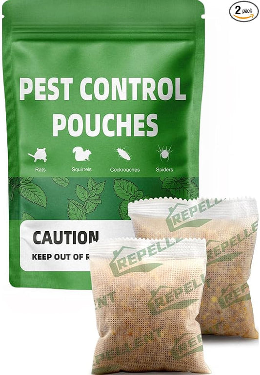 Pest Control, Mice Repellent Indoor, Mouse Repellant Pouches, Rodent Repellent, Peppermint to Repel Ant, Roach & Spider, Rat Deterrent for House, Keep Mice Away -2P