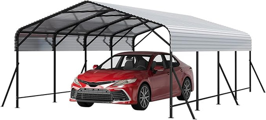 GarveeLife 13x20x8 ft Oversized Metal Carport with Galvanized Steel Roof, Heavy Duty Carport for 2 Cars, Metal Garage for Car, Truck, Tractor, Boat