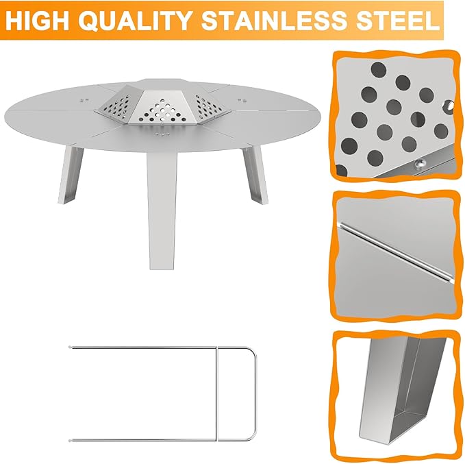 Heat Deflector for Solo Stove Bonfire 19.5" Accessories, Portable Heat Diffuser for Solo Stove Bonfire 2.0 for Firepit Captures & Redirects Warmth, 304 Stainless Steel Diffuser with Carrying Handle