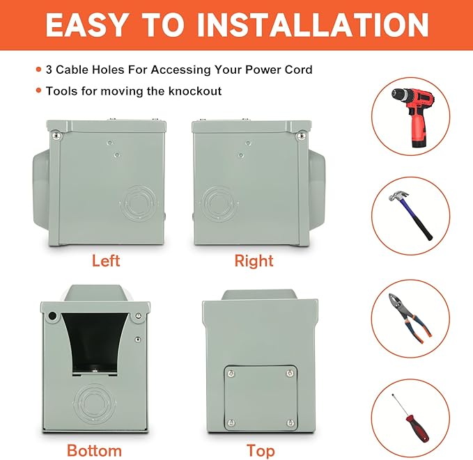 WELLUCK 30 Amp RV Power Outlet Box, 125 Volt NEMA TT-30R RV Receptacle, Enclosed Lockable Outdoor Electrical Panel Weatherproof Plug for Temporary Hookup RV Camper Travel Trailer Car Generator