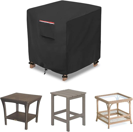 okcool Patio Wicker Side Table Cover,Waterproof Square Patio Small Side Table Cover,Suitable for 3-Piece Outdoor Wicker Patio Bistro Set Side Table,22W x 22D x 18H inch