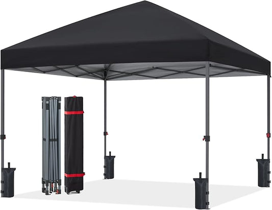 ABCCANOPY Pop Up Canopy - Outdoor Patio Portable Canopy Tent Heavy Duty for Backyard and Deck with 4 Sandbags(Dark Black, 10x10)