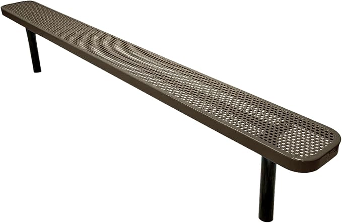 COATEDOUTDOORFURNITURE Heavy-Duty Outdoor Bench Thermoplastic Coated, Punched Steel, Commercial-Grade Seating, Made in America (Inground Without Back, 8 Ft, Textured Gold Vein)