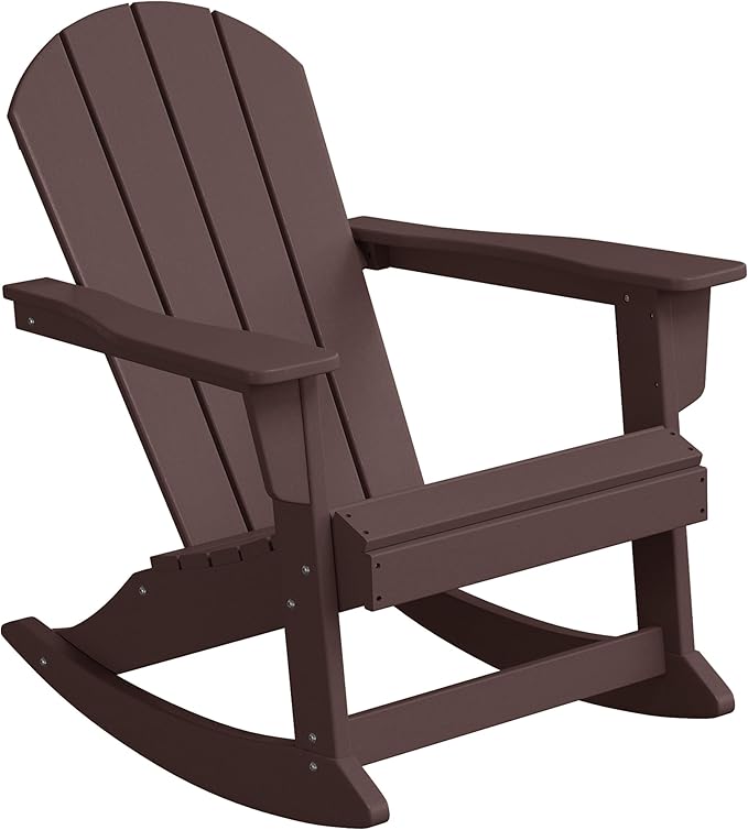 WestinTrends Malibu 2 Piece Set Outdoor/Patio Poly Adirondack Rocking Chairs (2 Seater), Dark Brown