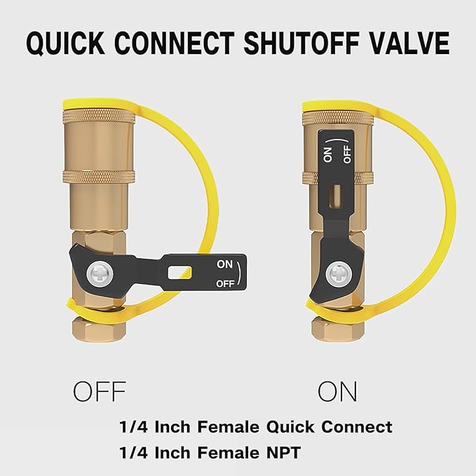 12FT Quick Connect Propane Hose for RV, with Safety Shutoff Valve, 1/4'' Quick Disconnect Connect for RV to Gas Grill, Compatible with 1 LB Portable Appliance to RV 1/4" Female Quick Disconnect