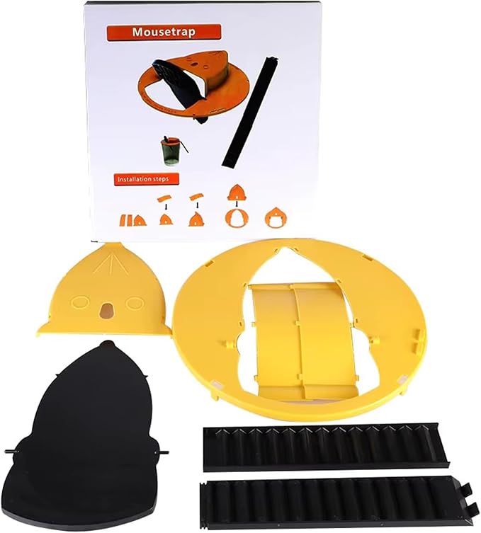 Mouse Trap Bucket Flip Lid, Auto-Reset Multi-Catch Bucket Mouse Trap Lid for 5 Gallon Bucket, Humane Indoor Outdoor Use, Detachable & Sturdy (Yellow)