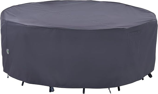 F&J Outdoors Outdoor Patio Furniture Covers, Waterproof UV Resistant Anti-Fading Cover for Large Round Table Chairs Set, Grey, 84" Dia x 27.5" H
