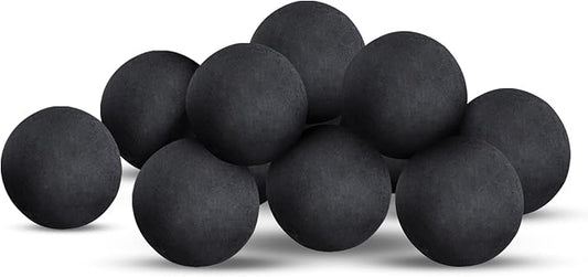 Ceramic Fire Balls - Set of 12 Reusable Fireplace Balls for Indoor/Outdoor Fire Pits, 4 Inch, Black