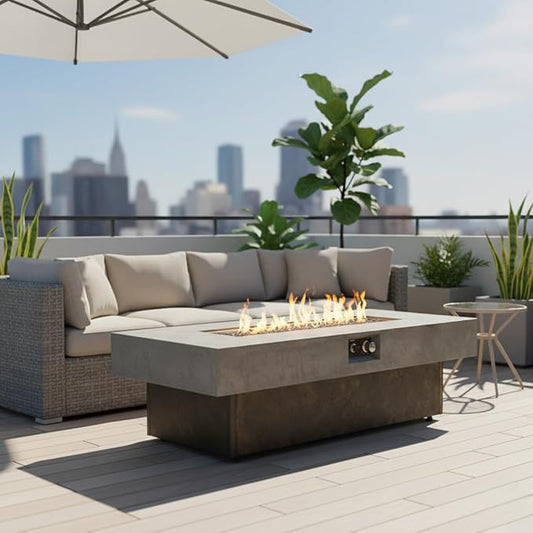 55"×23" Tabletop Propane Fire Pits,50000BTU Outdoor Firepit Table Suitable for Outdoor, Patio, Balcony,Three Height Adjust