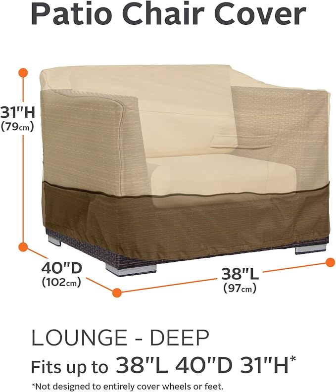 Classic Accessories Veranda Water-Resistant 38 Inch Patio Deep Seated Lounge/Club Chair Cover, Patio Furniture Covers
