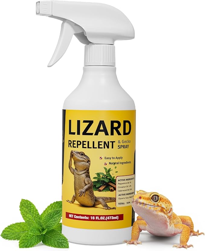 Lizard & Gecko Repellent Spray, 16 oz Plant-Based Spray, Safe for Home, Family & Pets, Repels Lizards and Geckos Naturally