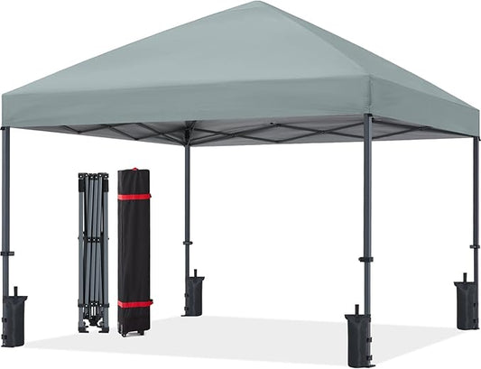 ABCCANOPY Pop Up Canopy - Outdoor Patio Portable Canopy Tent Heavy Duty for Backyard and Deck with 4 Sandbags(Light Gray, 10x10)
