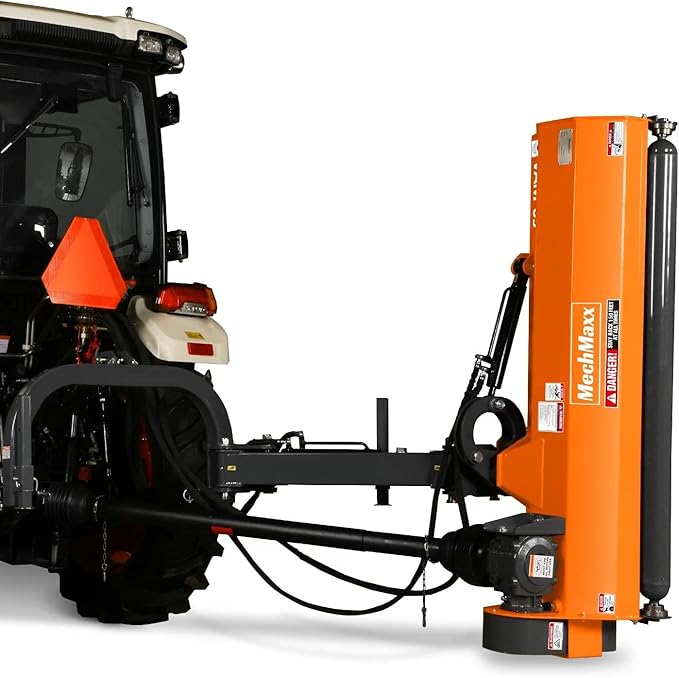 65" Inch PTO Drive 3 Point Hitch Offset Flail Ditch Bank Mower for 30-60HP CAT 1 Tractor, 85'' Offset Distance,60°/90° Rotation Angle, 28 Hammers, Model VAM65
