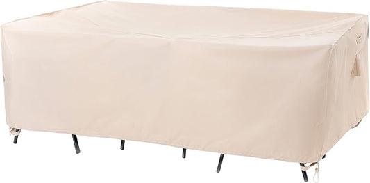 F&J Outdoors Patio Furniture Covers, Waterproof UV Resistant for Table & Chairs Set, Beige, 62"x42"