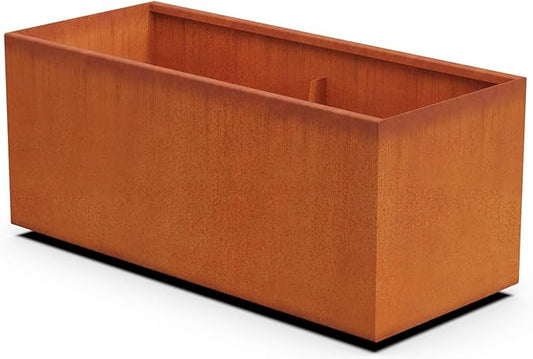 Plantercraft Large Rectangular Planters for Outdoor Plants 46x20x20 Corten Steel Planter | Extra Large Outdoor Planter Box for Modern Patio, Deck & Garden Landscapes