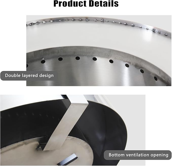 28.5" Smokeless Fire Pit, Stainless Steel Outdoor Firepit, Bonfire Fire Pit, Wood Burning Stove for Patio, Backyard, Camping