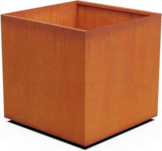 PLANTERCRAFT Corten Steel Planter Square Cube Metal Garden Box Heavy Duty | Made in USA | Fully Assembled | Commercial Residental Outdoor