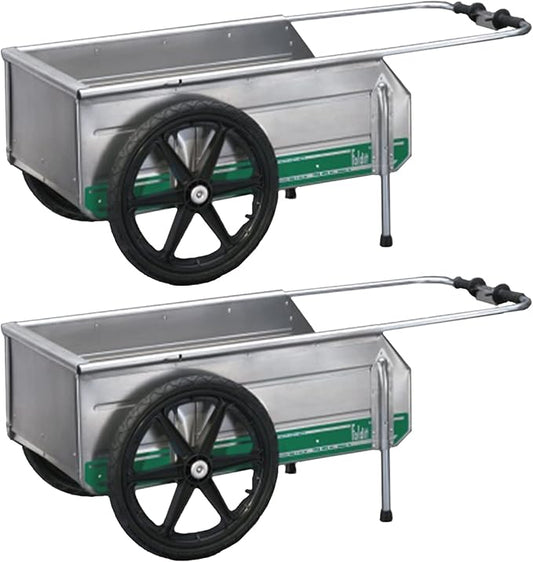Tipke Manufacturing Company Foldit 2200 Do It All Portable Rust Resisting Aluminum Folding Utility Cart, 330 Lb Capacity, Green Stripe (2 Pack)
