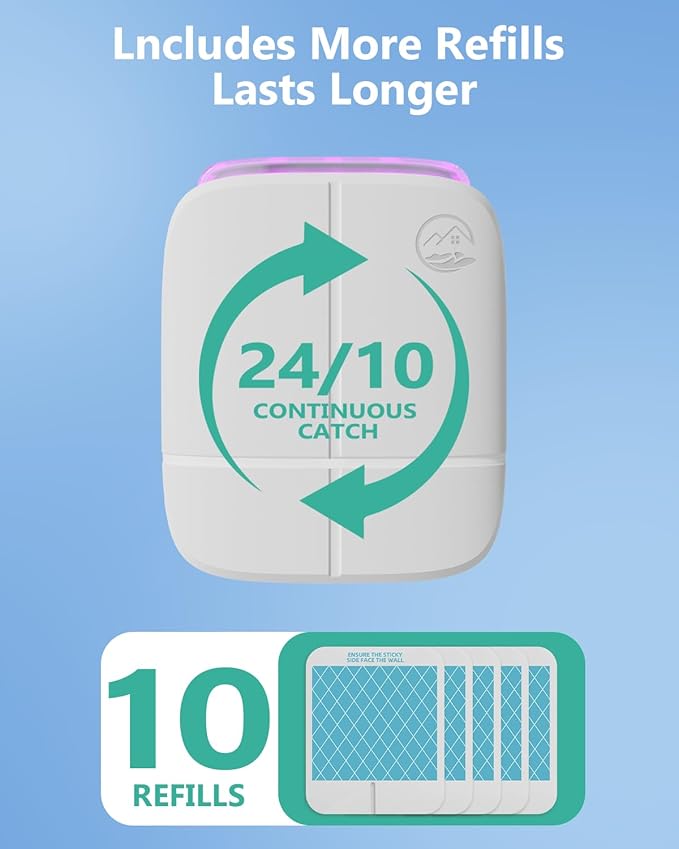 Indoor Gnat Traps, Fruit Fly Trap, Flying Insect Trap, Start Protect 400 Sq Ft, Suitable for Gnat, Moth, and Mosquito, and Can be Used in Every Corner of The Home（2 Device + 10 Glue Cards）