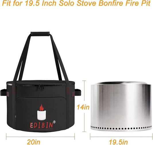 Outdoor Fire Pit Bag Compatible with Solo Stove Bonfire Fire Pit W x 19.5 Inch,H x 14 Inch Smokeless Fire Pit, Natural Wood Burning Firebowl(Only Bag)