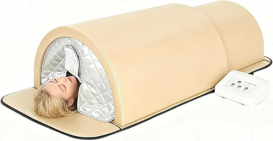 HNZXIB Far Infrared Dry Sauna for Personal Home Spa 360° Full-Body Sauna Dome Warming with Carbon Ceramic Heaters & Stones 10 Min Preheat, 1200W 110V 1 Person Zero EMFs