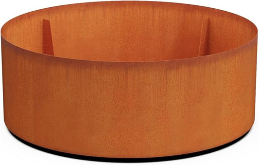 PLANTERCRAFT Corten Steel Metal Planter Box, Round Sizes, Modern Garden Steel planters for Commercial and Residential Outdoor Use.