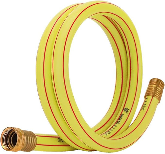 Short Lead-in Yellow Garden Hose 3/4 in. x 5 ft.-Kink Free, Leakproof, Flexible -Heavy Duty Durable Lightweight Water Pipe for Commercial Use, Lawn Care & Equipment Connection -Male to Female Fittings