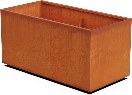 Plantercraft Corten Steel Planters Large Rectangular Planters for Outdoor Plants – 48x24x24 Inch Extra Large Outdoor Planter Box for Patio, Modern Metal Raised Garden Bed
