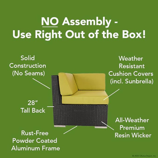 7-Piece Outdoor Patio Wicker Furniture Set, No-Assembly Sectional Sofa with Weather-Resistant Cushions, All-Weather Conversation Set (Supercrylic Turquoise)